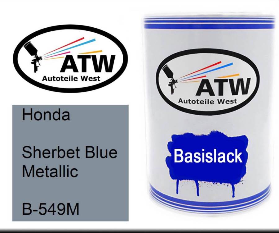 Honda, Sherbet Blue Metallic, B-549M: 500ml Lackdose, von ATW Autoteile West.